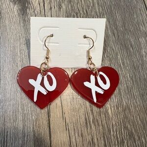 Valentine’s Day Heart Earrings XO Dangle Acrylic Earrings Candy Hearts NWT
